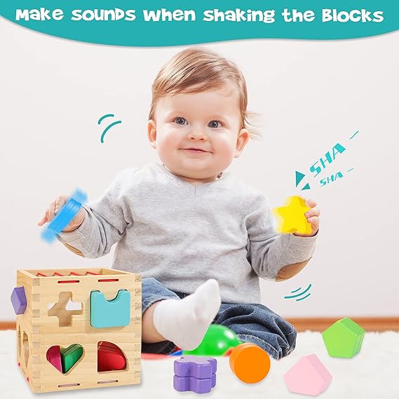 Wooden Cubes for Montessori: Shapes and Colors Learning Toy