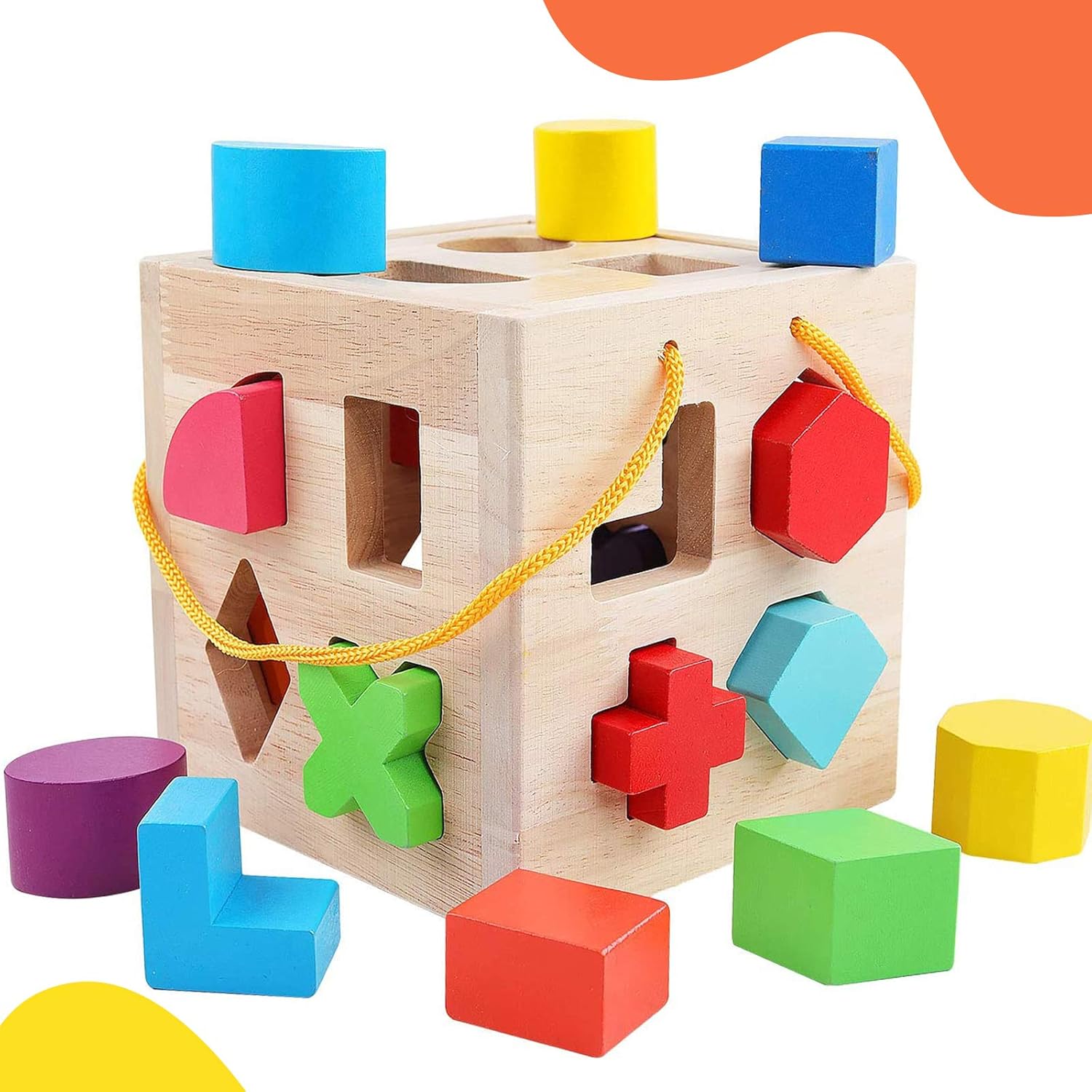 Wooden Cubes for Montessori: Shapes and Colors Learning Toy