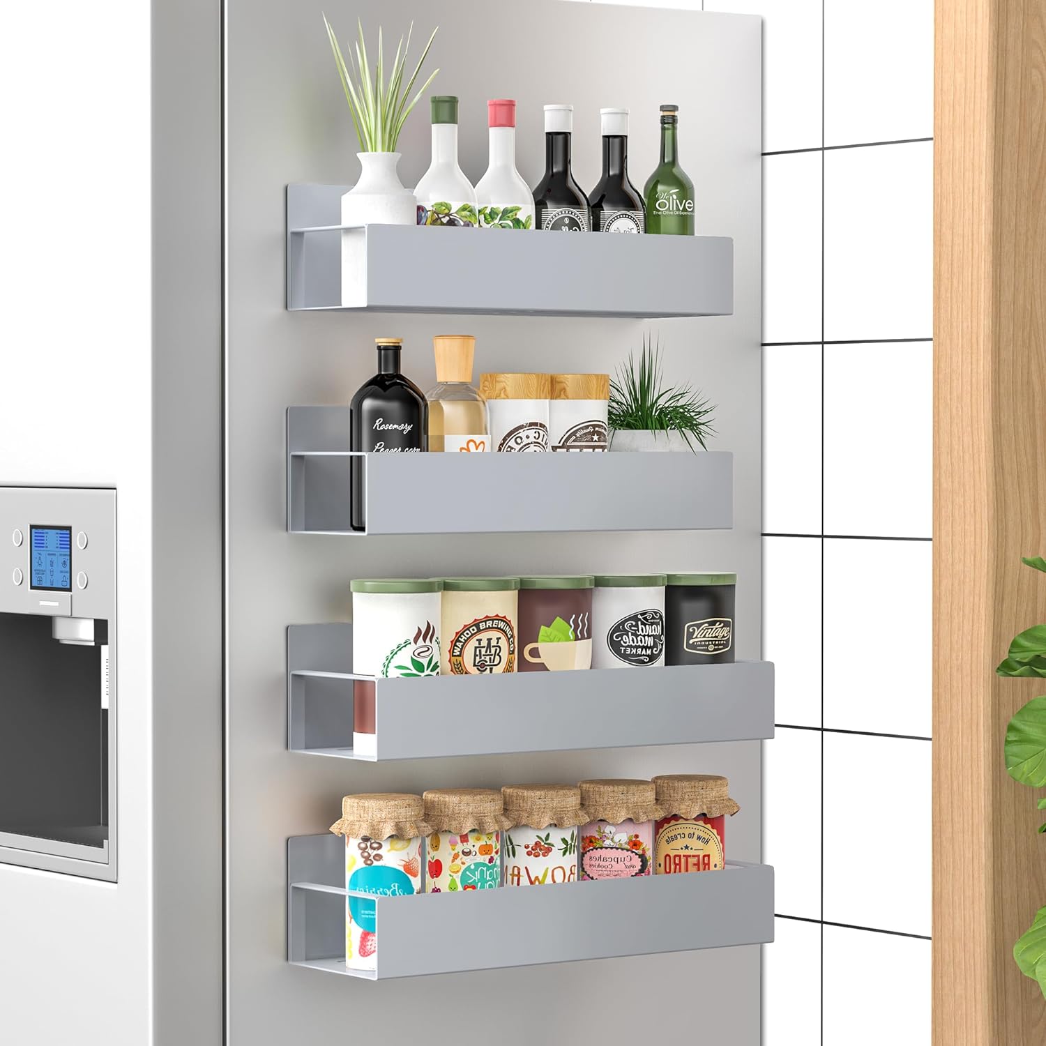 Magnetic Spice Rack Set with 4 Pieces - Robust Design