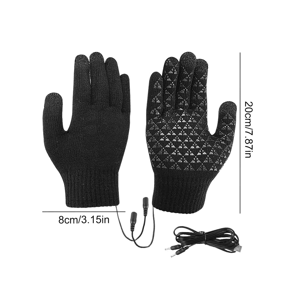 Wärmeschutz Handschuhe | Wiederaufladbar per USB | Touchscreen-freundlich & Rutschfest | Thermo-Winterhandschuhe für Outdoor-Aktivitäten