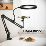 Dimmable LED Ring Light with Flexible Arm and Smartphone Holder | 3 Light Modes & USB-Powered | Ideal for Live Streams, Videos, and Selfies