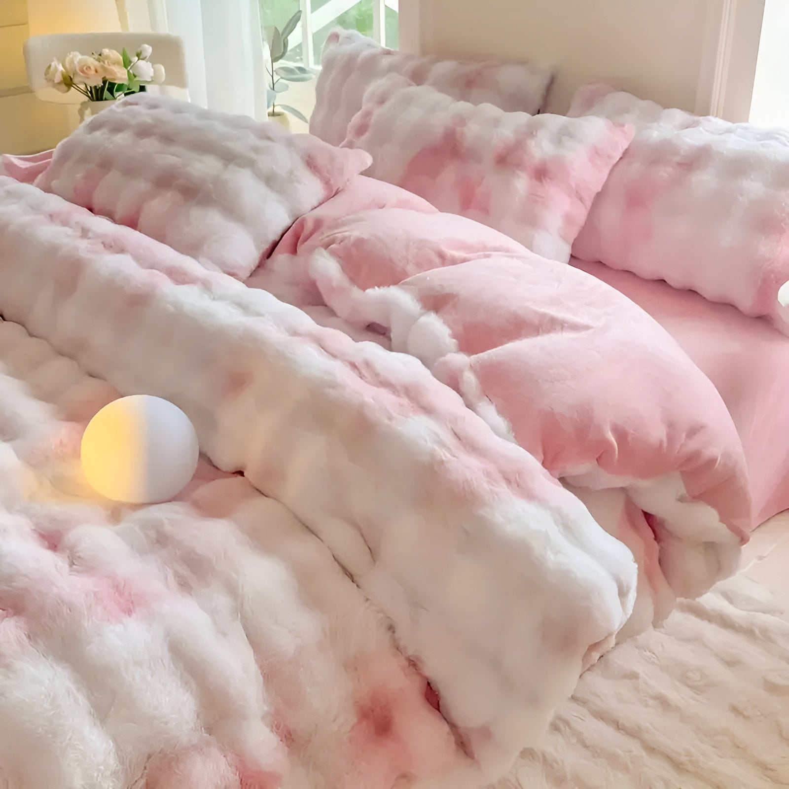 Cozy Plush Duvet Cover Set – Warm and Soft for Autumn & Winter | Reversible Design in Rabbit Fur & Milk Velour
