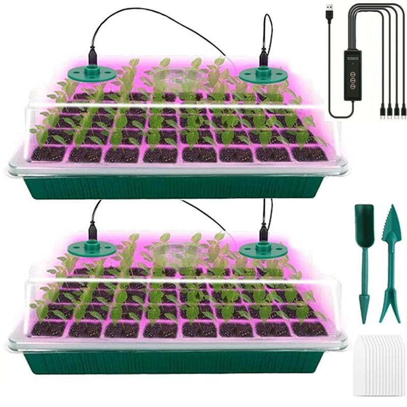 Pflanzschalen Set mit LED Lampe und Feuchtigkeitsdome – 4er Set