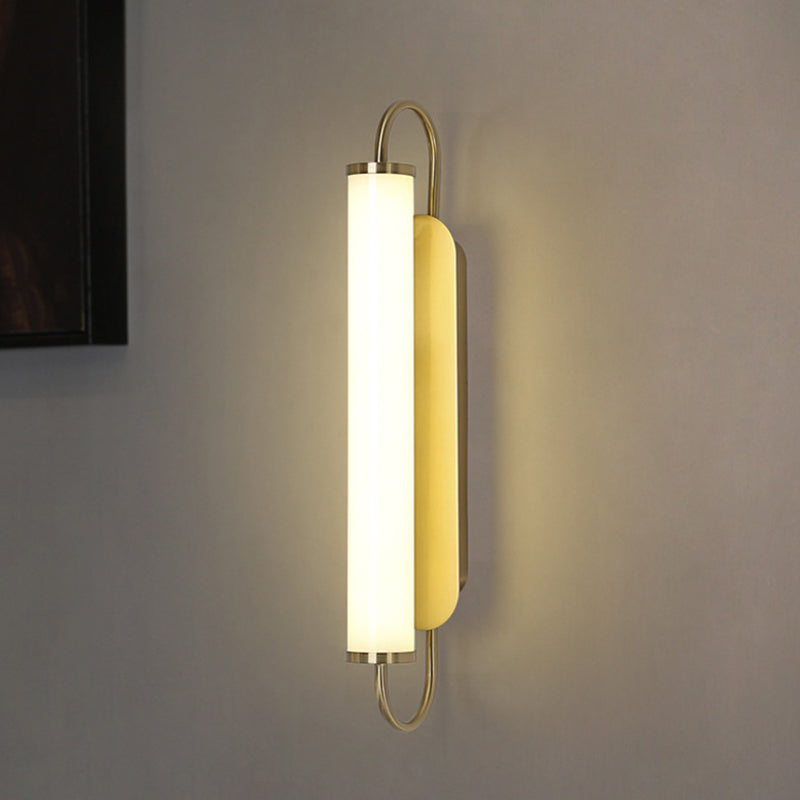 Metal rectangular wall light – LED with acrylic shade in gold