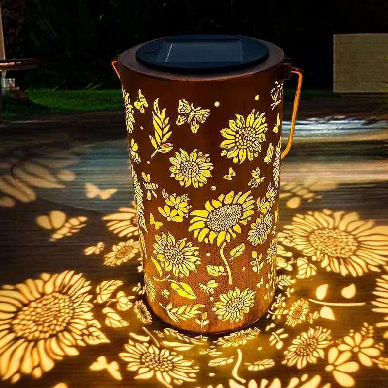 Solar Garden Lantern with Sunflower Motif
