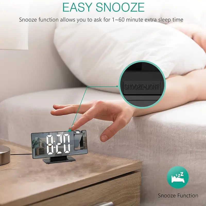 Projektionswecker mit flexibler 180° Anzeige – Schlummerfunktion und Temperaturdisplay