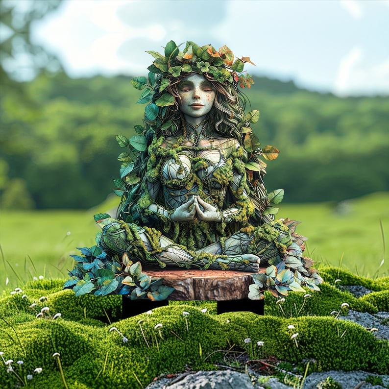 Enchanting garden stake with nature motif made of acrylic