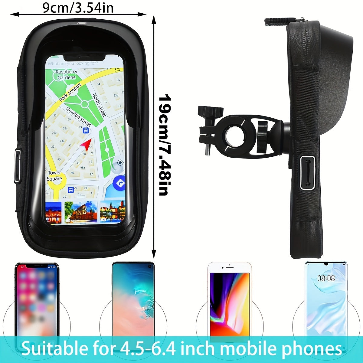 Waterproof Smartphone Holder for Bicycle and Motorcycle – 360° Rotatable, Suitable for 4.5–6.4 Inch