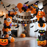 Spooky Balloon Decoration for Halloween – Black, Orange, and Purple