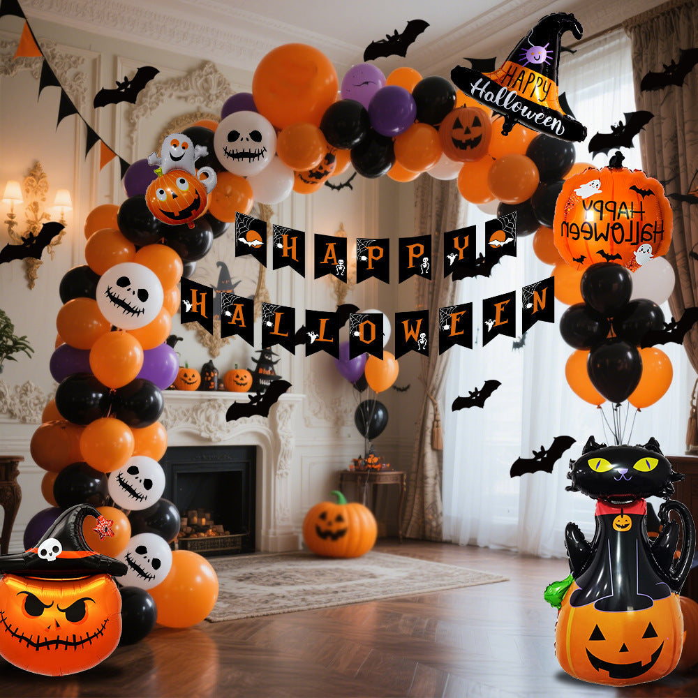 Spooky Balloon Decoration for Halloween – Black, Orange, and Purple