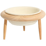 High-quality ceramic cat feeding station with wooden stand