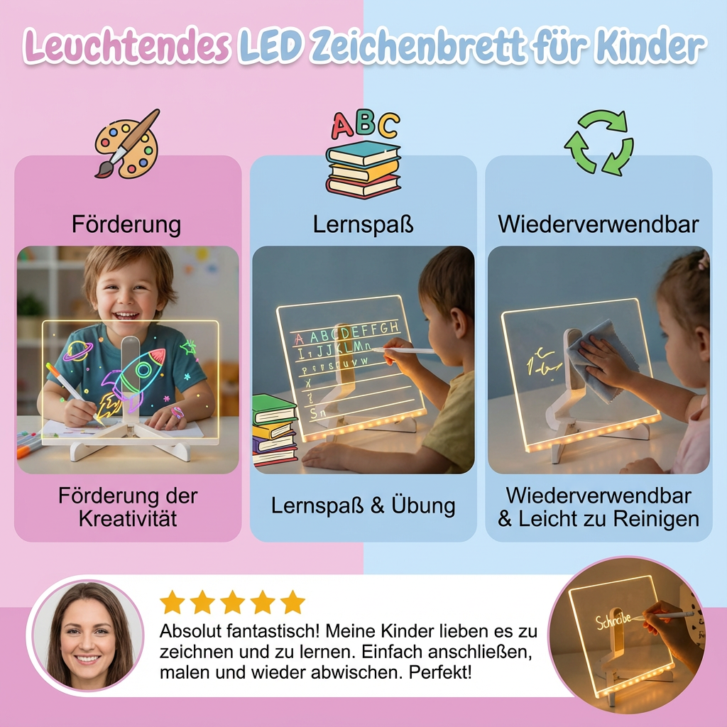 Drawing Board with Luminous LED Lighting for Children