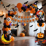 Spooky Balloon Decoration for Halloween – Black, Orange, and Purple