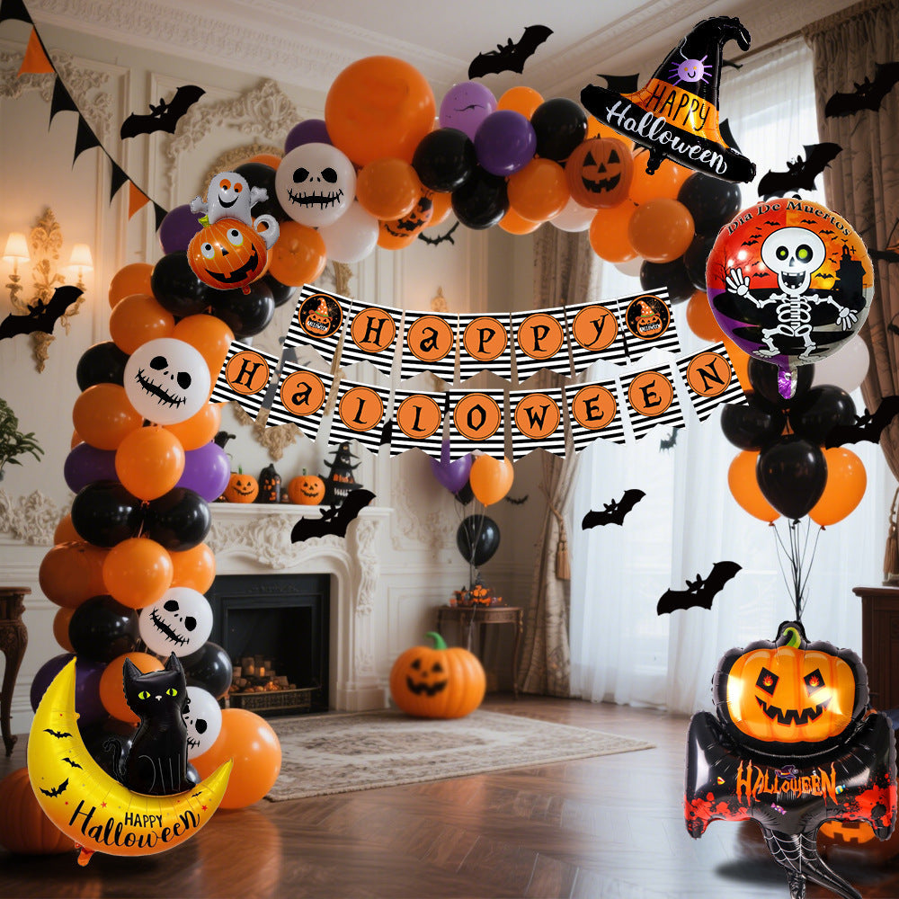 Spooky Balloon Decoration for Halloween – Black, Orange, and Purple