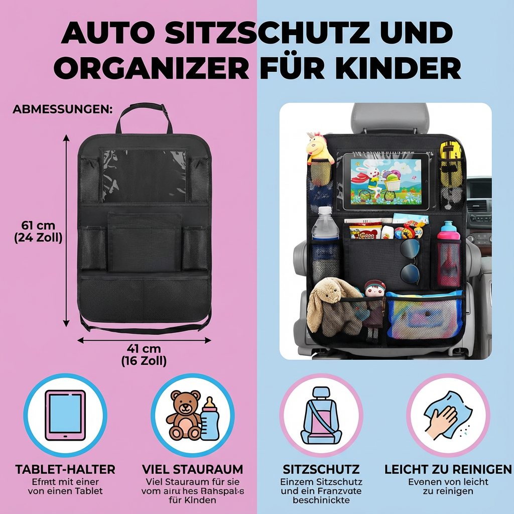 Car Seat Protector and Organizer for Children
