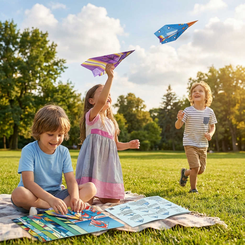Paper airplane kit including instructions