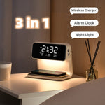 3-in-1 Nachttischlampe mit Ladegerät und Uhr
