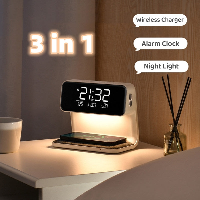 Multifunctional bedside lamp with charging function and clock