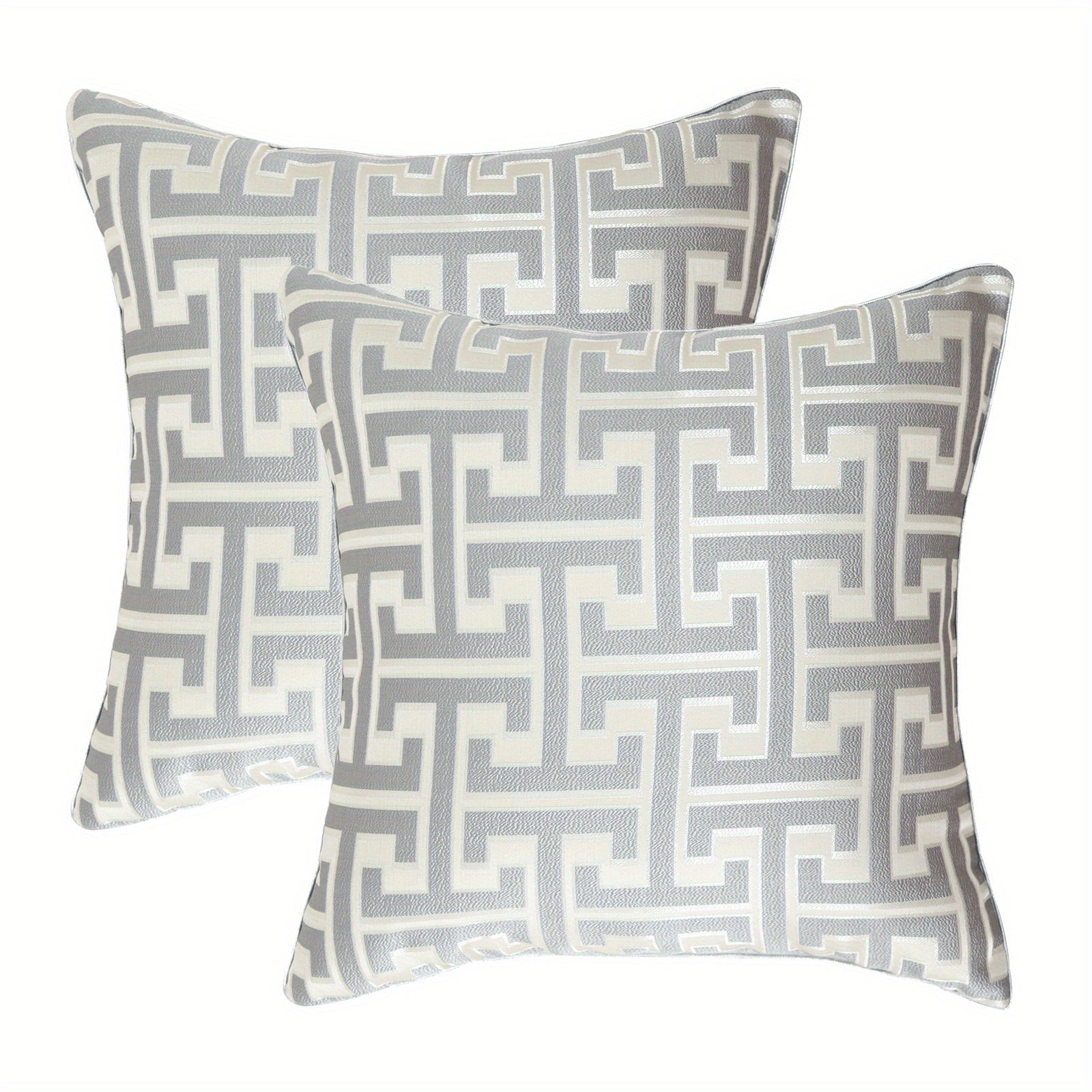 2-Piece Set of Geometric Jacquard Pillow Covers with Hidden Zipper – Stylish Cushion Cases for Your Home