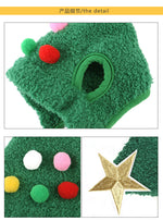 Pet Christmas hat with fluff and gold trim