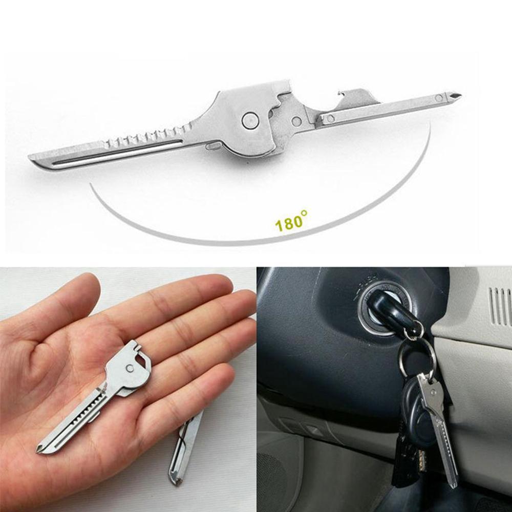 Multifunktionales 6-in-1 Schlüsselanhänger Werkzeug – Faltbares Mini-Tool aus Edelstahl mit Flaschenöffner