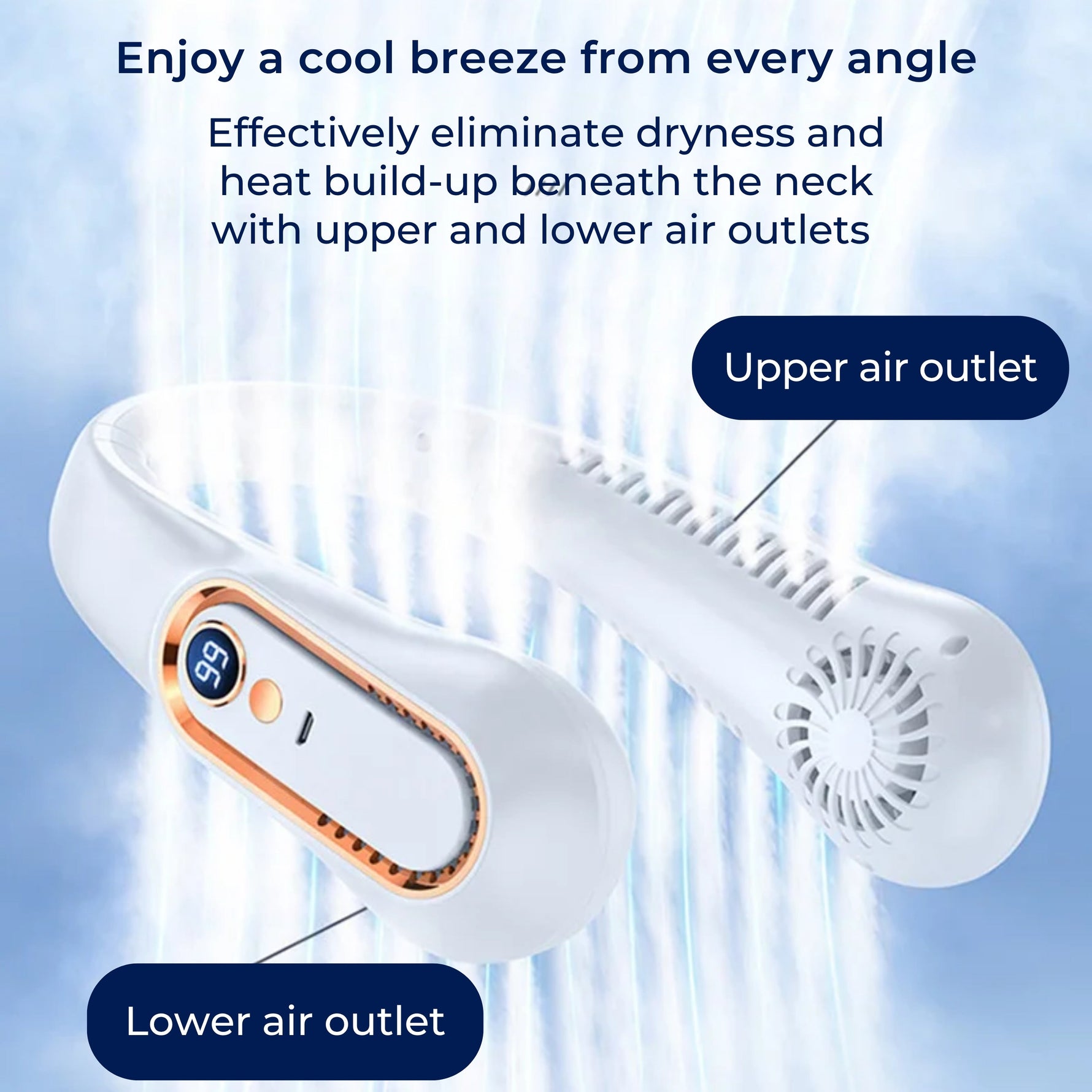 Luftiger Komfort | Tragbarer Nackenventilator mit USB-C
