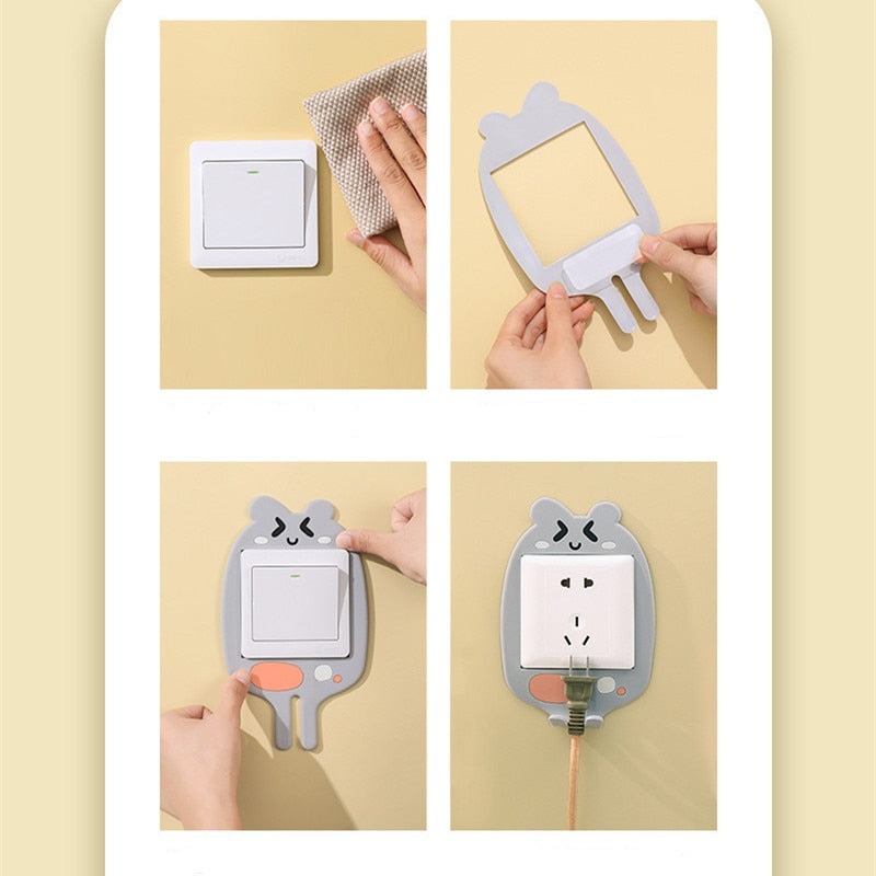 3D Luminous Cartoon Hook Sticker for Power Outlet