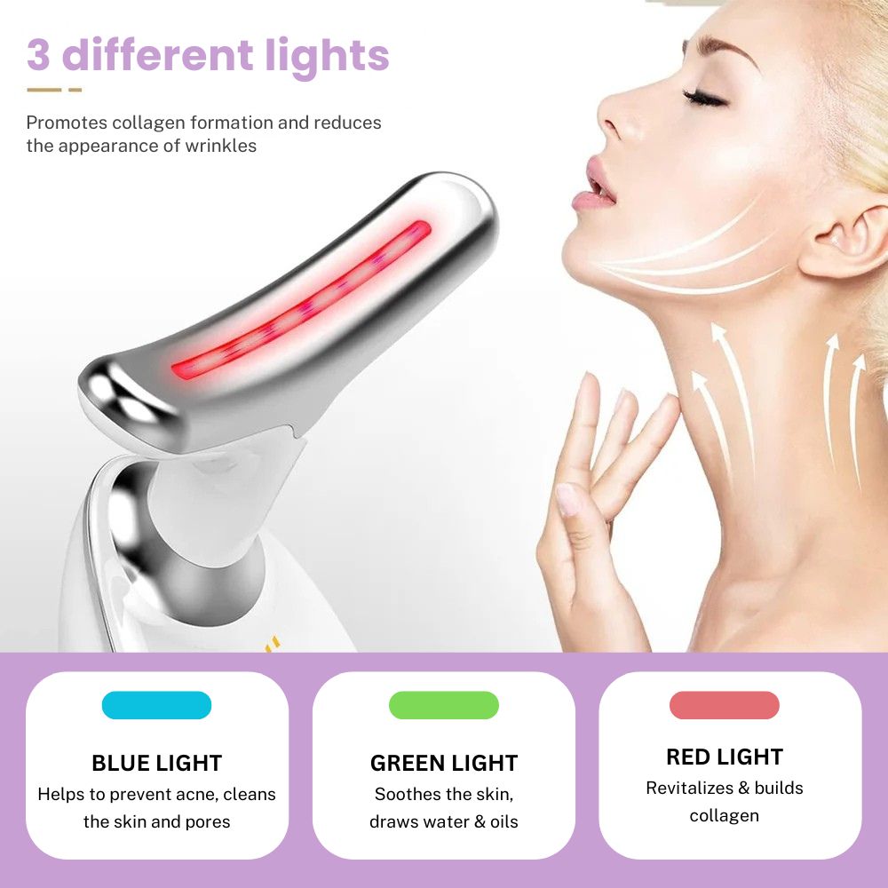 Gesichtsmassagegerät mit LED-Lichttherapie und Ionenreinigung