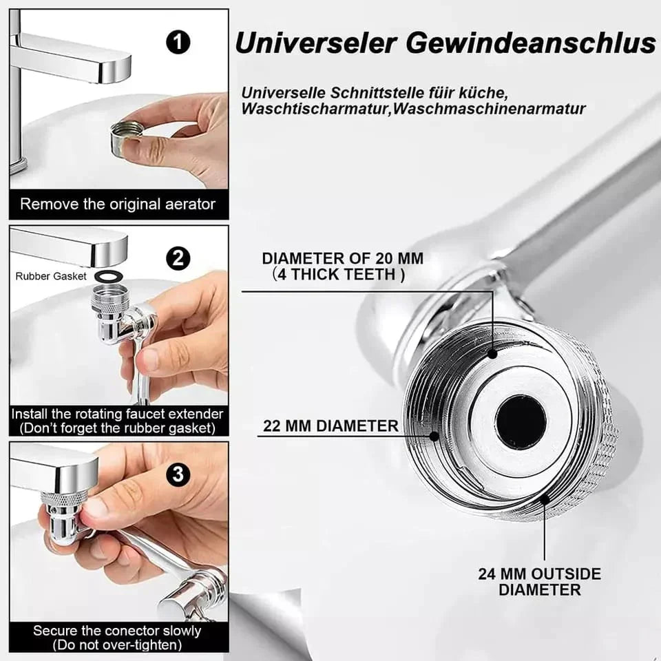360° drehbarer Wasserhahn mit 1080° Rotation