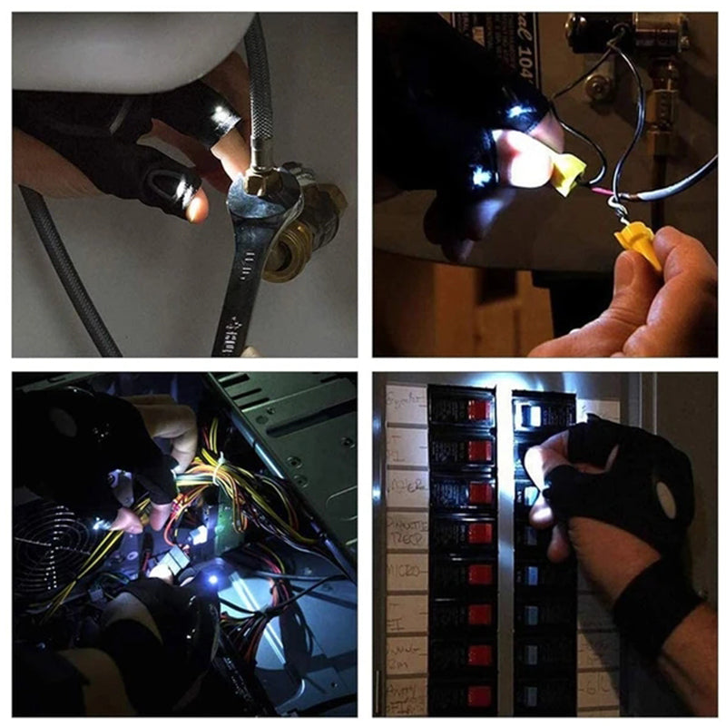 Praktische LED-Handschuhe mit wasserdichten Lichtern