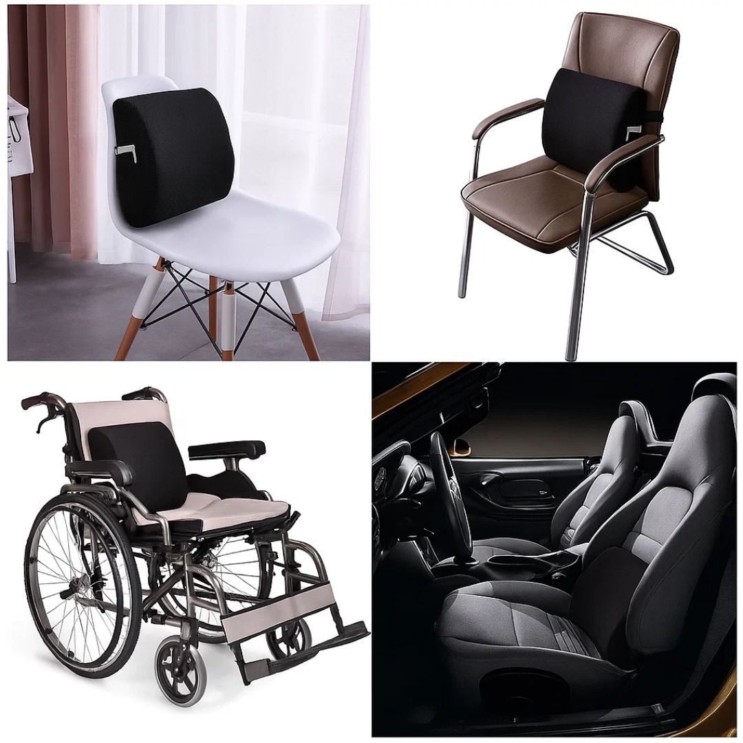 Car Seat Lumbar Support Cushion - Memory Foam - Breathable Mesh - Ideal for Travel and Long Drives