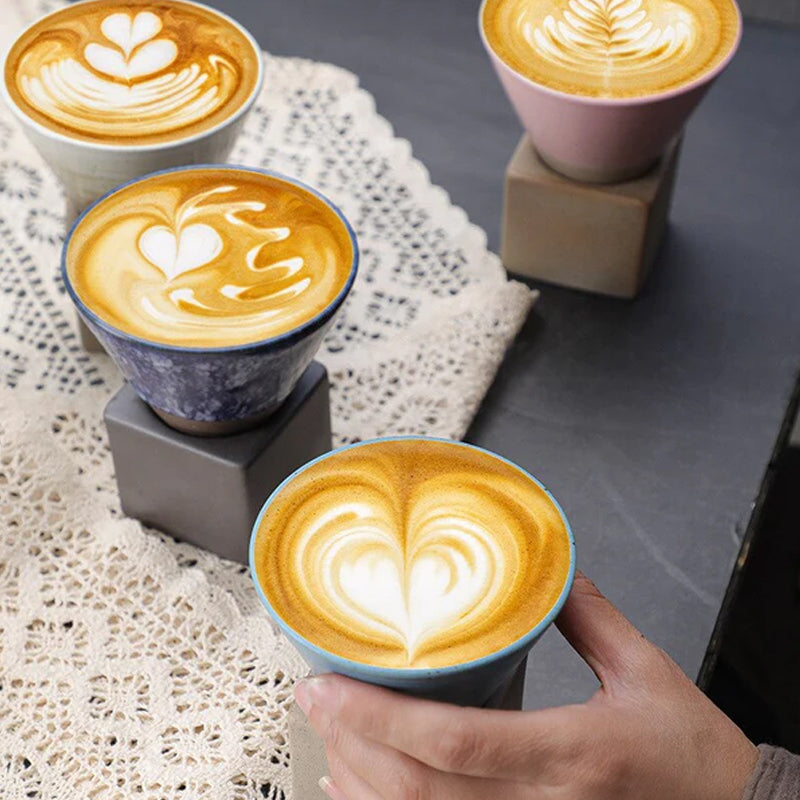 Large Ceramic Coffee Cup with Tapered Seam Base - Mug and Coaster Set
