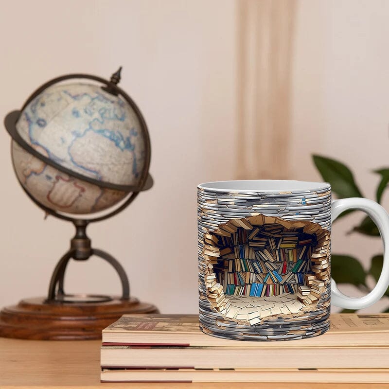 3D Bücherregal Tasse | Bücherfreund