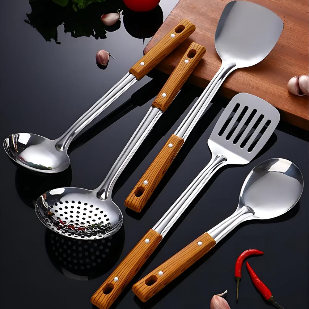 Elegantes Küchenutensilien-Set aus Edelstahl (5 Teile)