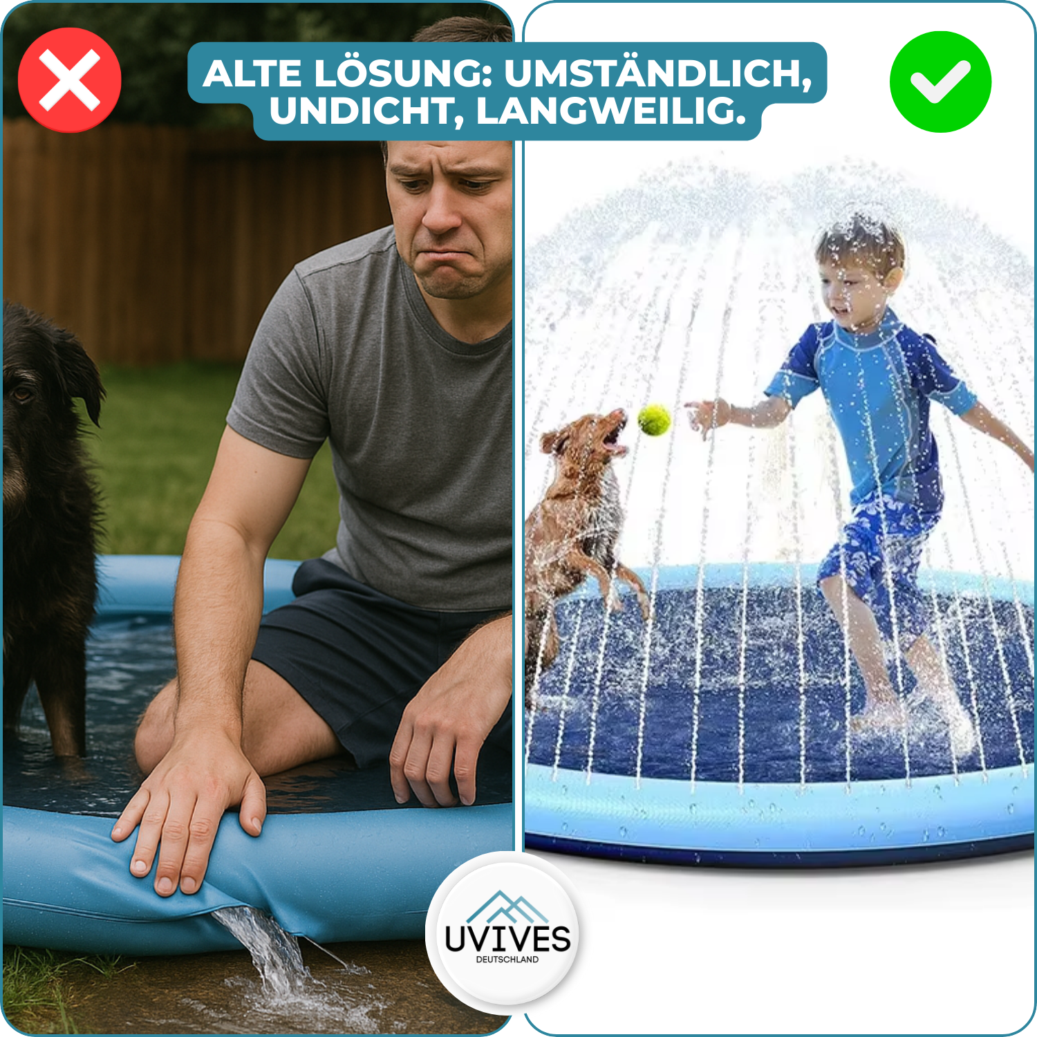 Spritziger Wasserspaß – Spielmatte für Hunde und Kinder