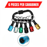 Practical carabiner for 1/4" hex screwdriver bits