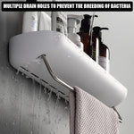 Wall Mounted Shower Caddy No Drilling – With Towel Bar & Drain Holes