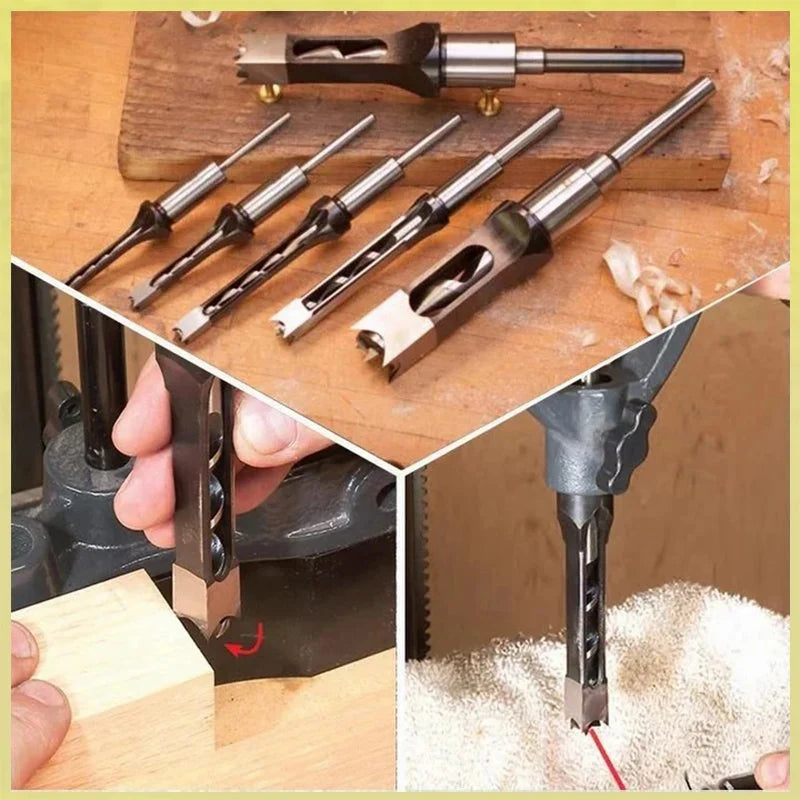 Präzisions-Bohrer Set für Quadrat-Zapfen – 4 Teile