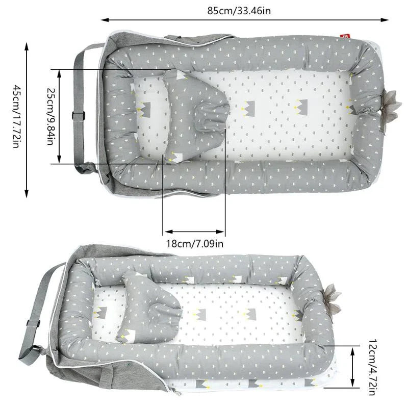 Foldable Baby Bed with Pillow – Portable Design for Travel