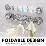 Wall hook rack with foldable hooks – no drilling required