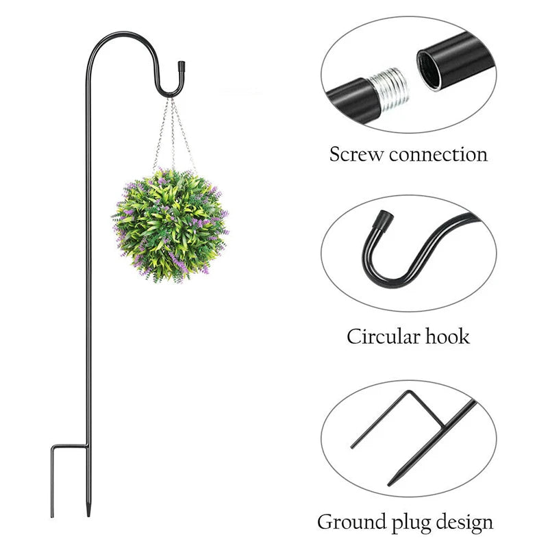 Eleganter Gartenhaken aus robustem Metall | 76 cm | Schwarz