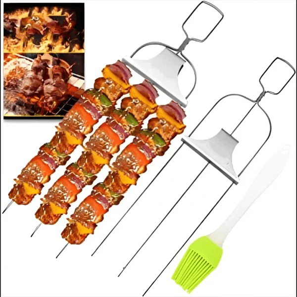 Edelstahl Grillspieße mit praktischer Schaufel (3er Set)