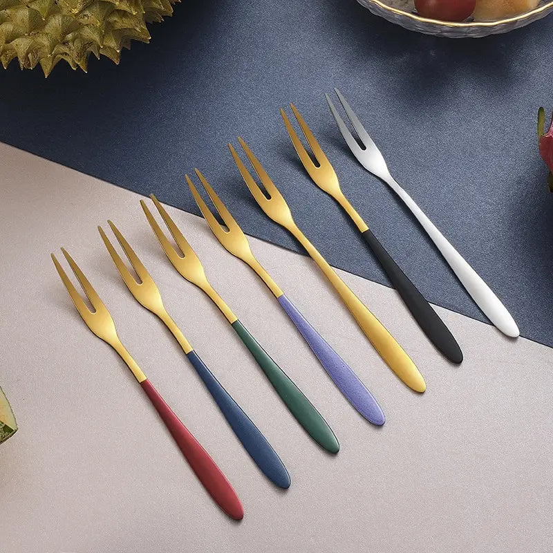 Elegant 7-piece Stainless Steel Forks for Dessert and Salad
