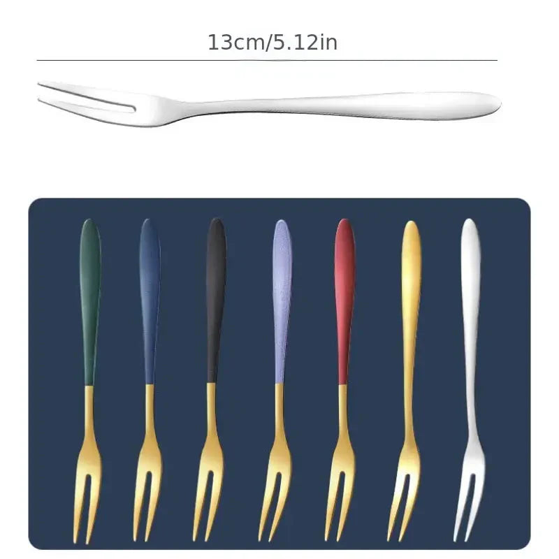 Elegant 7-piece Stainless Steel Forks for Dessert and Salad