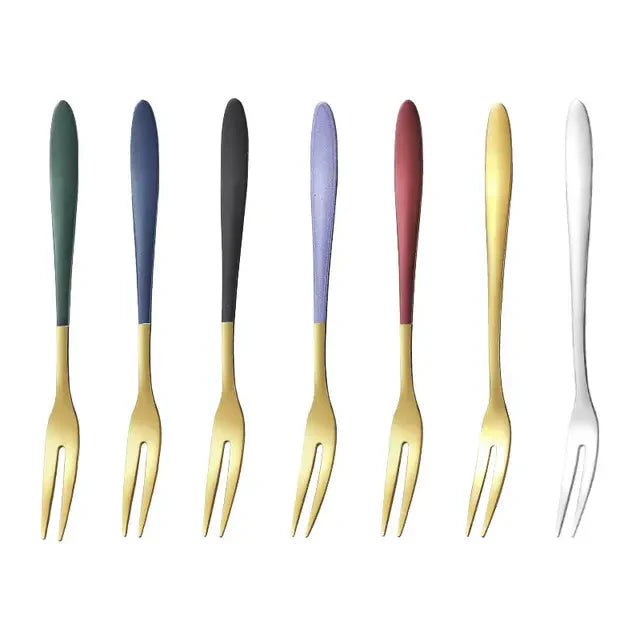 Elegant 7-piece Stainless Steel Forks for Dessert and Salad