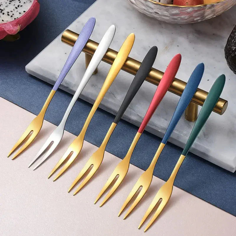 Elegant 7-piece Stainless Steel Forks for Dessert and Salad