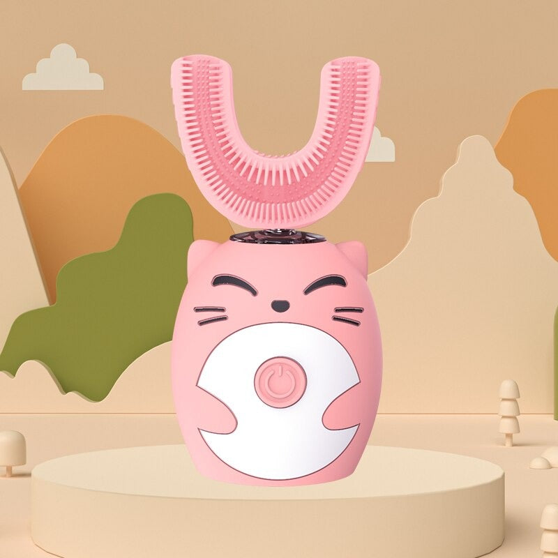 Electric children's toothbrush with U-shaped brush head