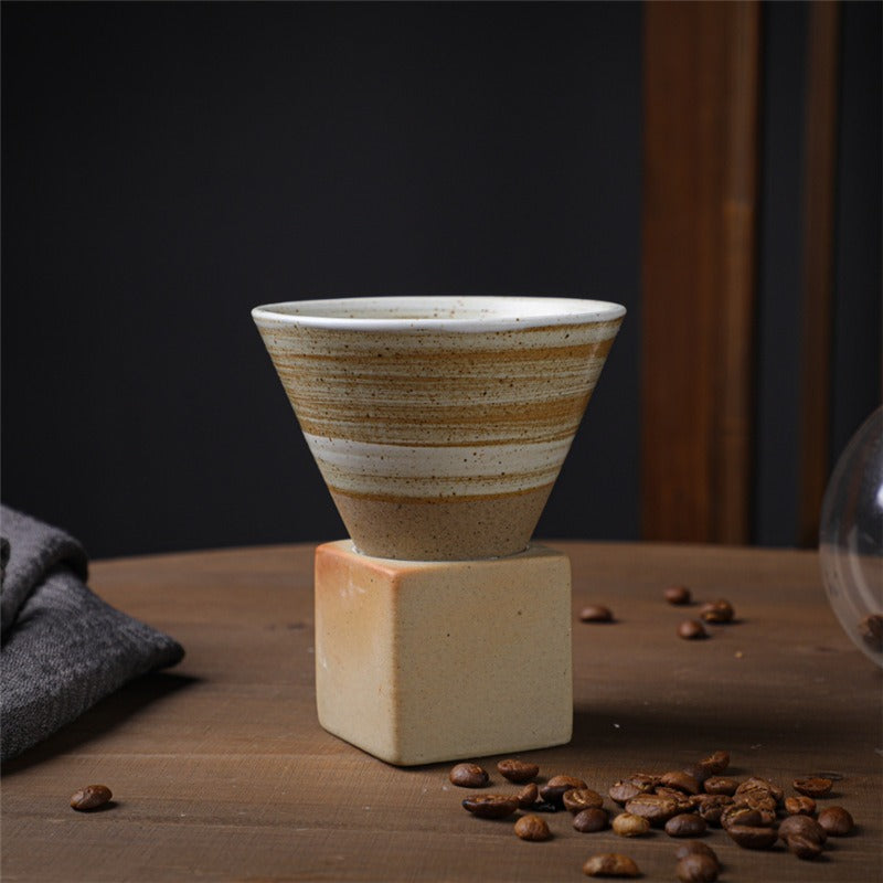 Large Ceramic Coffee Cup with Tapered Seam Base - Mug and Coaster Set