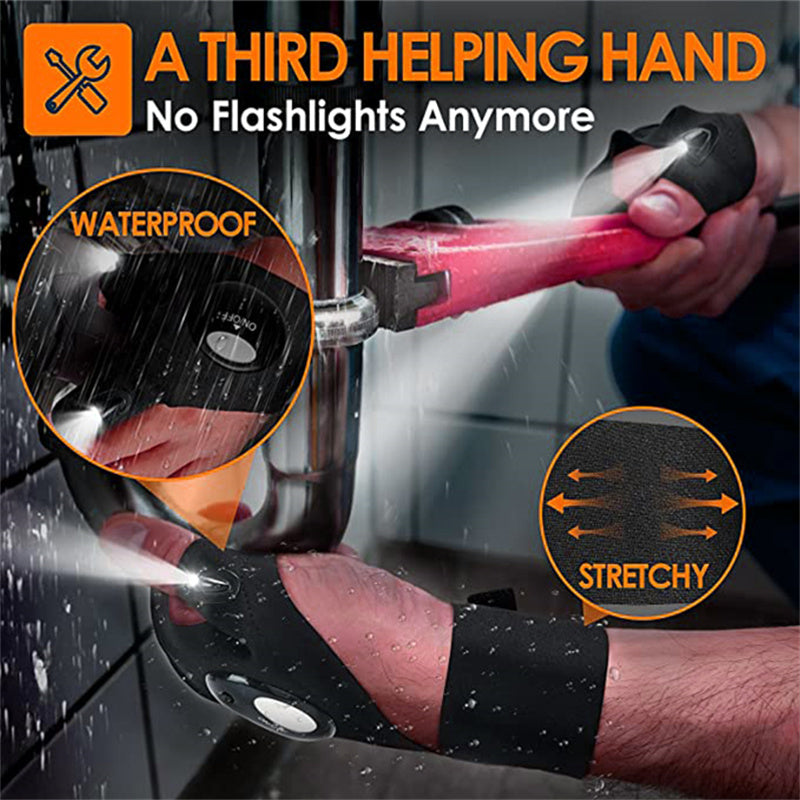 Praktische LED-Handschuhe mit wasserdichten Lichtern
