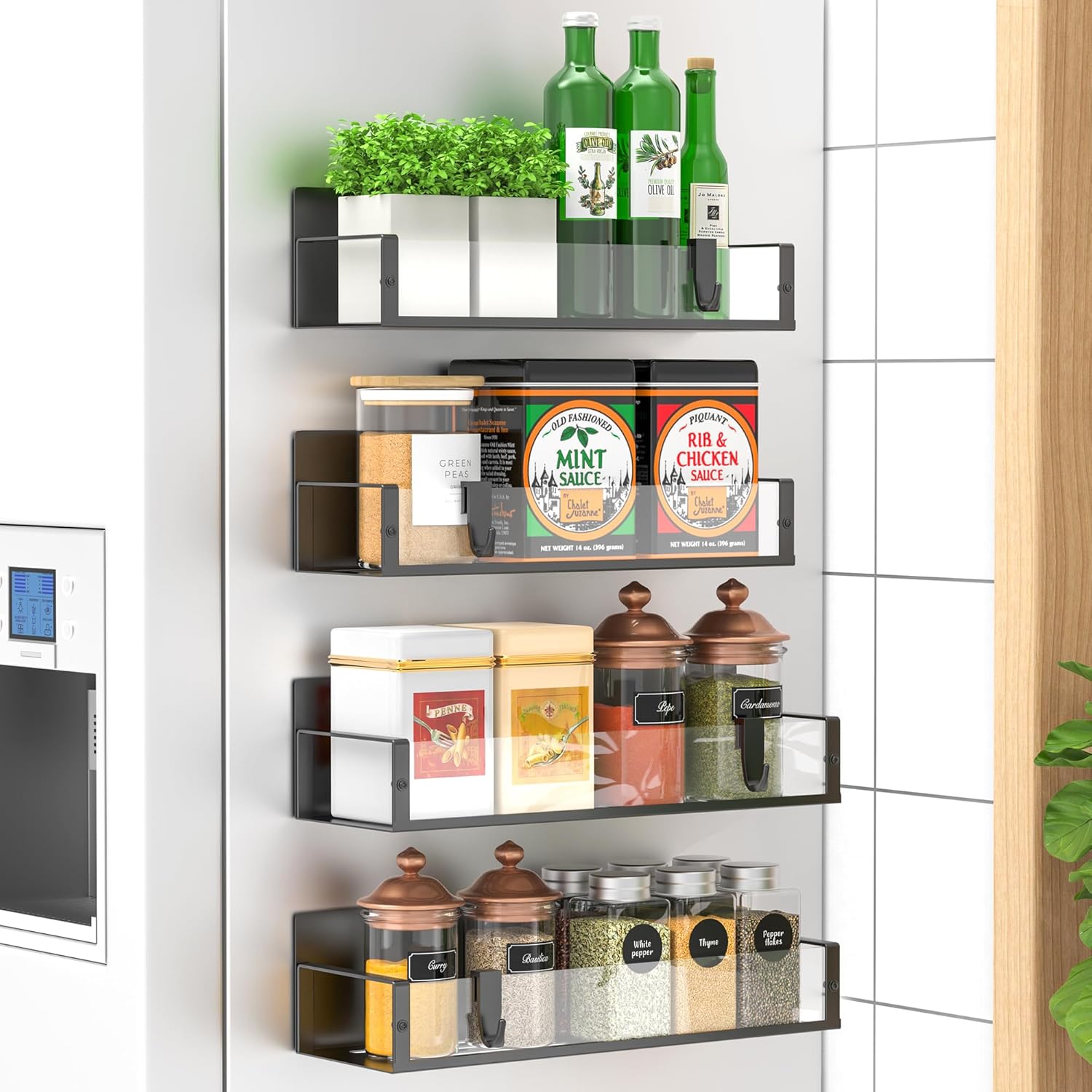 Magnetic Spice Rack Set with 4 Pieces - Robust Design